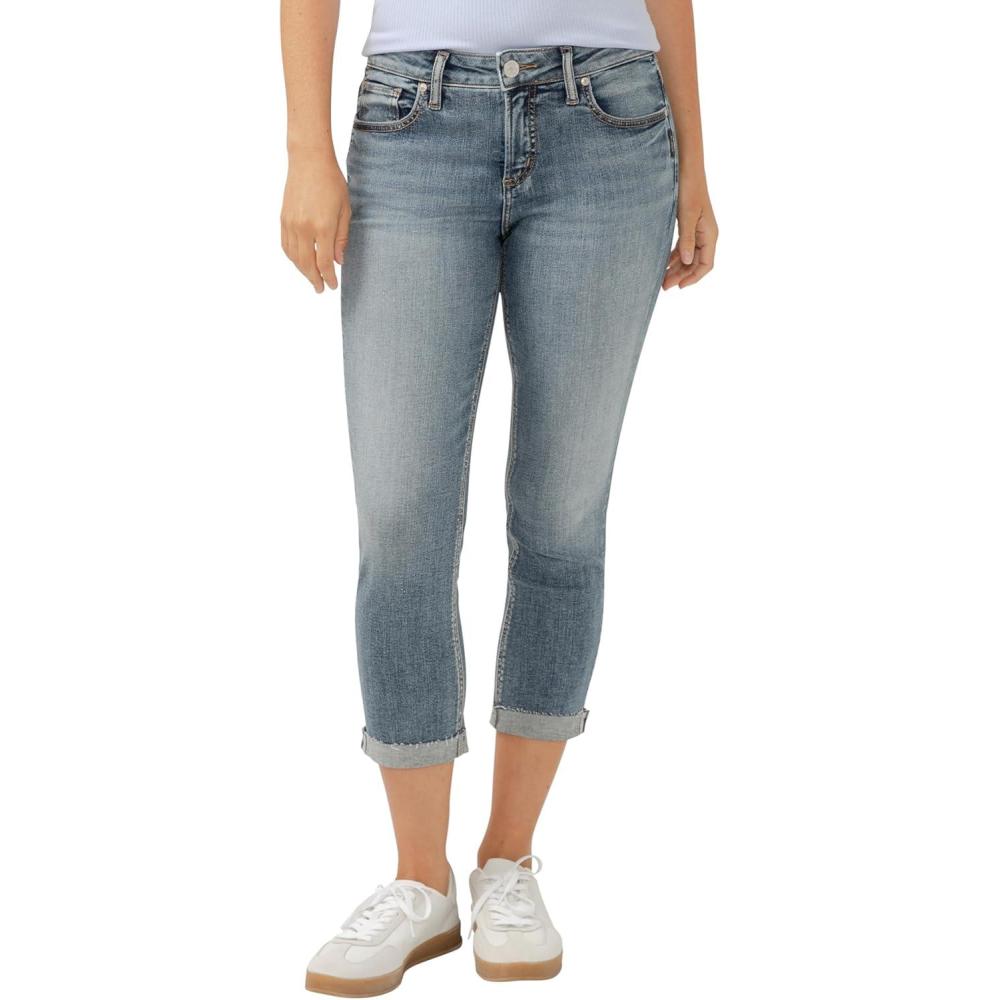 image:imageSilver Jeans Co Womens Elyse Mid Rise Comfort Fit Capri JeansMed Wash