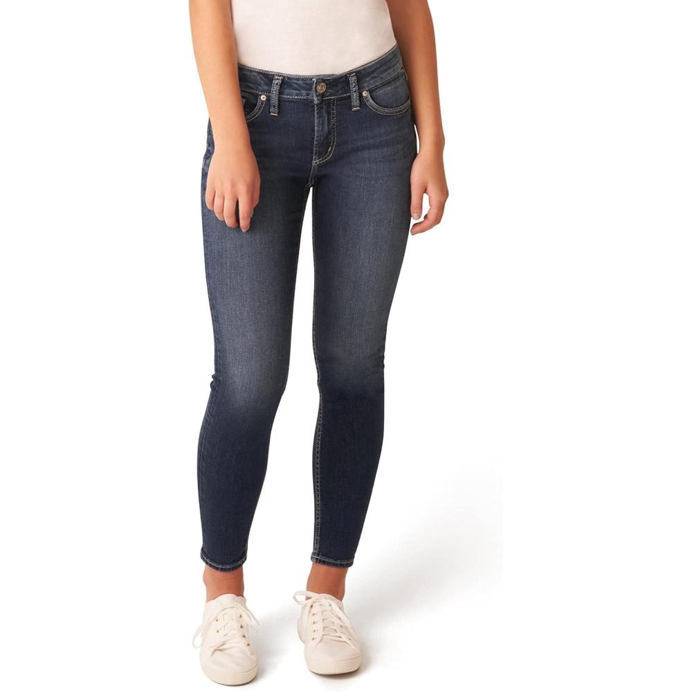 image:imageSilver Jeans Co Womens Elyse Mid Rise Comfort Fit Skinny JeansDark Power Stretch