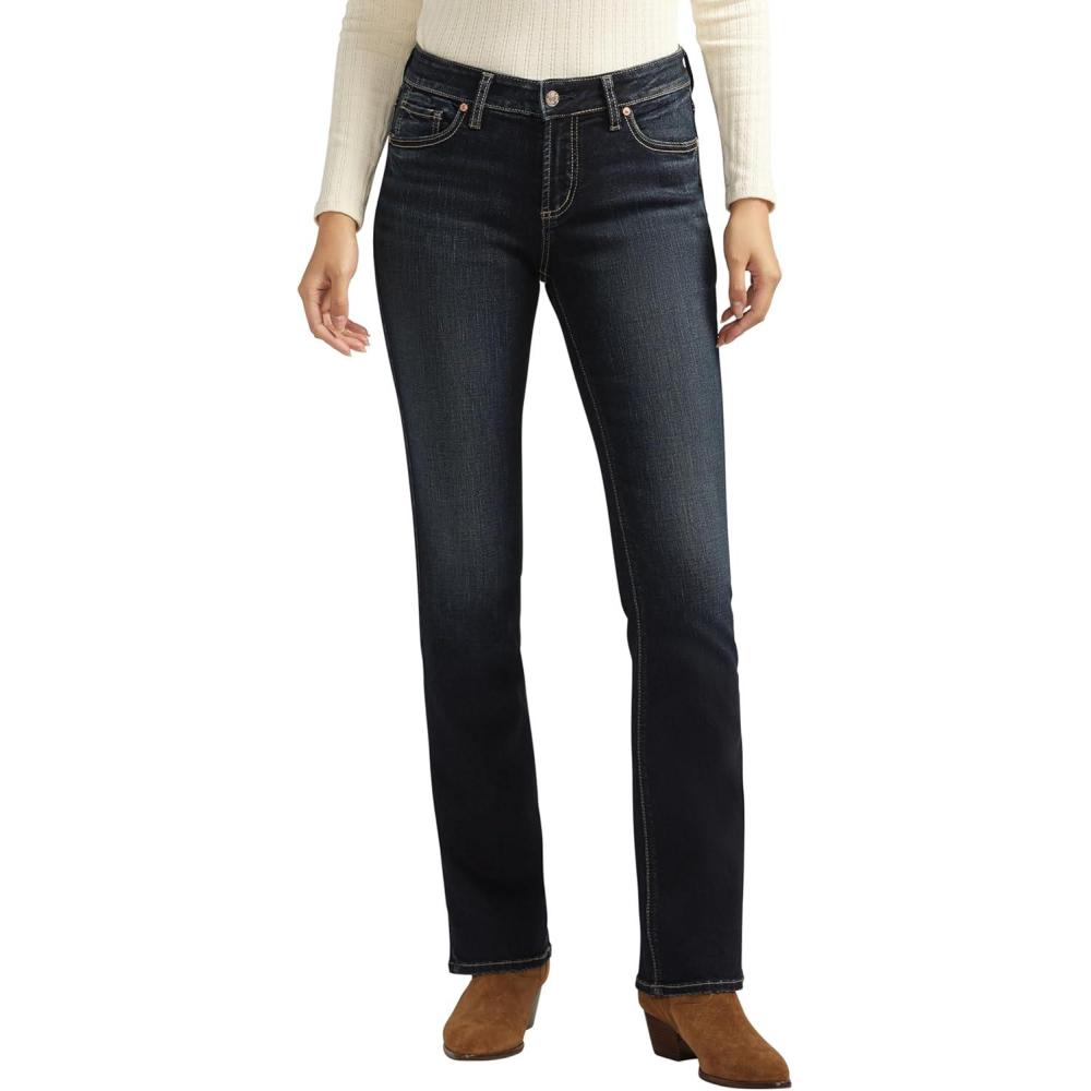 image:imageSilver Jeans Co Womens Elyse Mid Rise Comfort Fit Slim Bootcut JeansDark Indigo