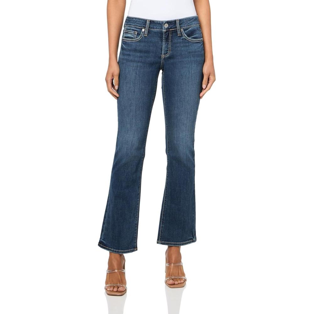 image:imageSilver Jeans Co Womens Elyse Mid Rise Comfort Fit Slim Bootcut JeansDark Wash