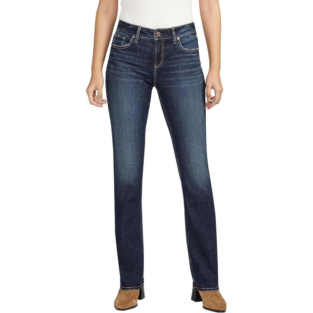 image:imageSilver Jeans Co Womens Elyse Mid Rise Comfort Fit Slim Bootcut JeansDark Wash Ecf486