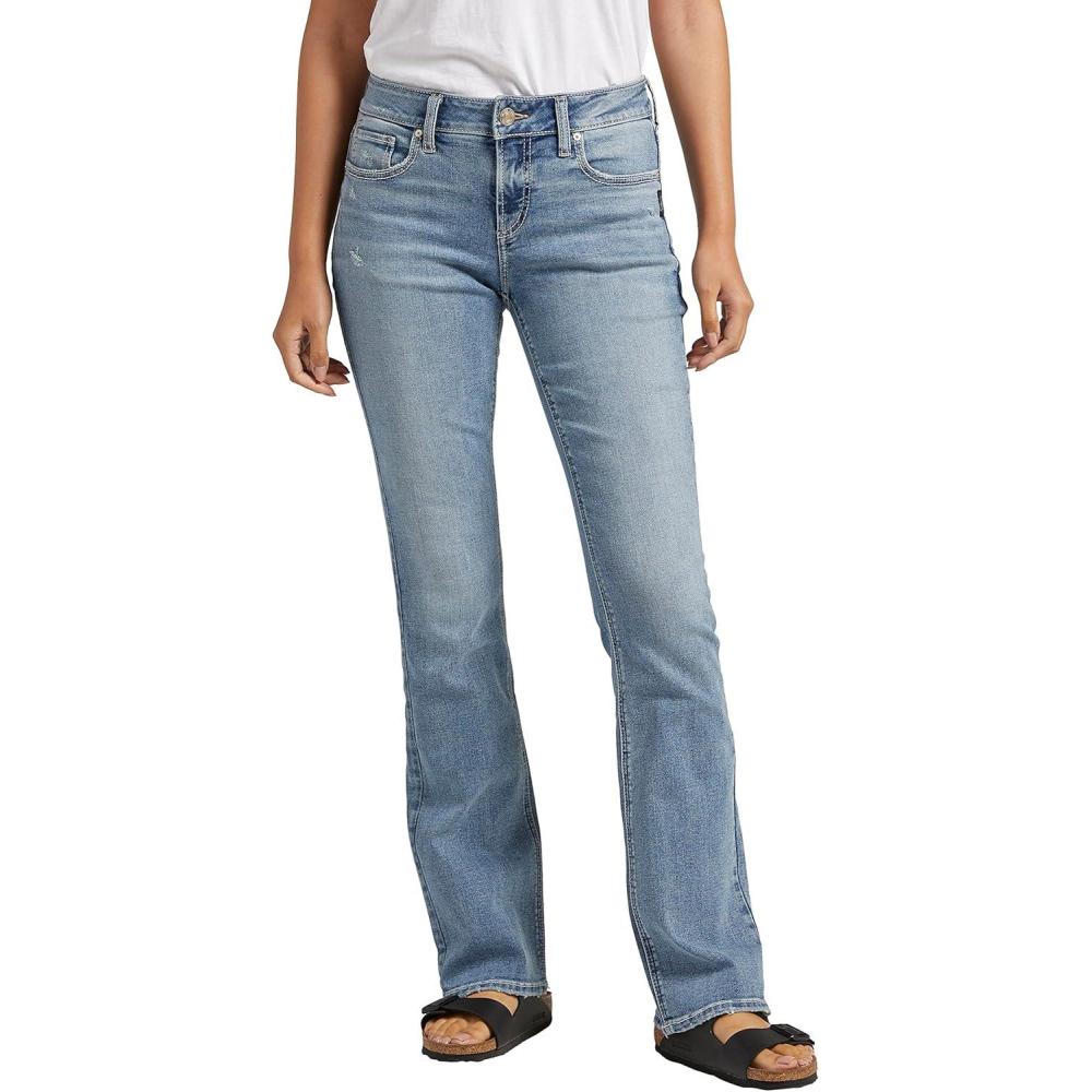 image:imageSilver Jeans Co Womens Elyse Mid Rise Comfort Fit Slim Bootcut JeansMed Wash Ecf291