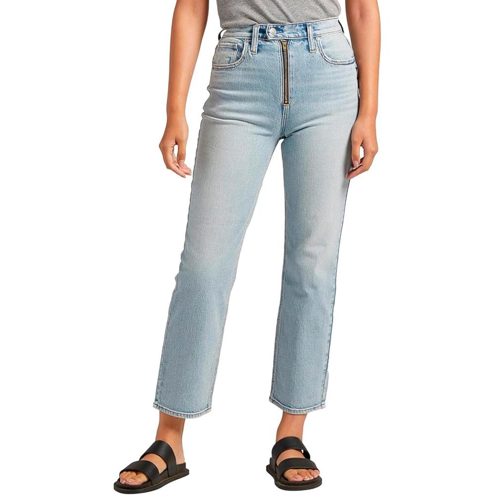 image:imageSilver Jeans Co Womens Highly Desirable High Rise Straight Leg JeansLight Wash Rcs144
