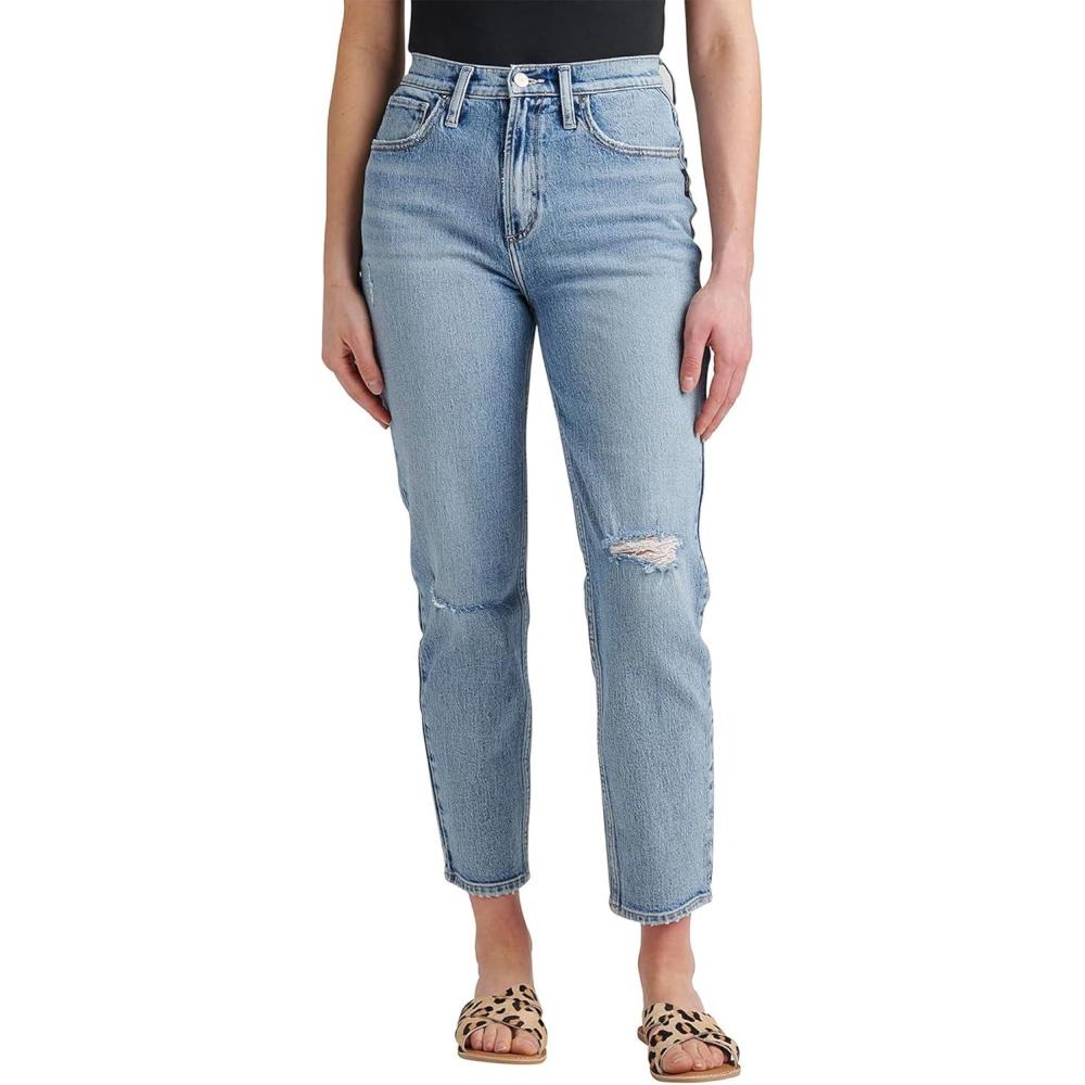 image:imageSilver Jeans Co Womens Highly Desirable High Rise Straight Leg JeansLight Wash Rcs198