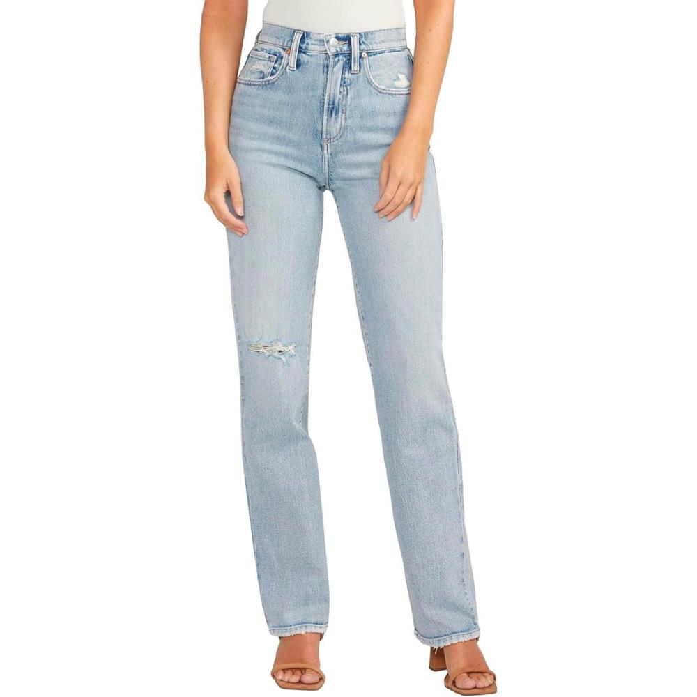 image:imageSilver Jeans Co Womens Highly Desirable High Rise Straight Leg JeansMed Wash Rcs270