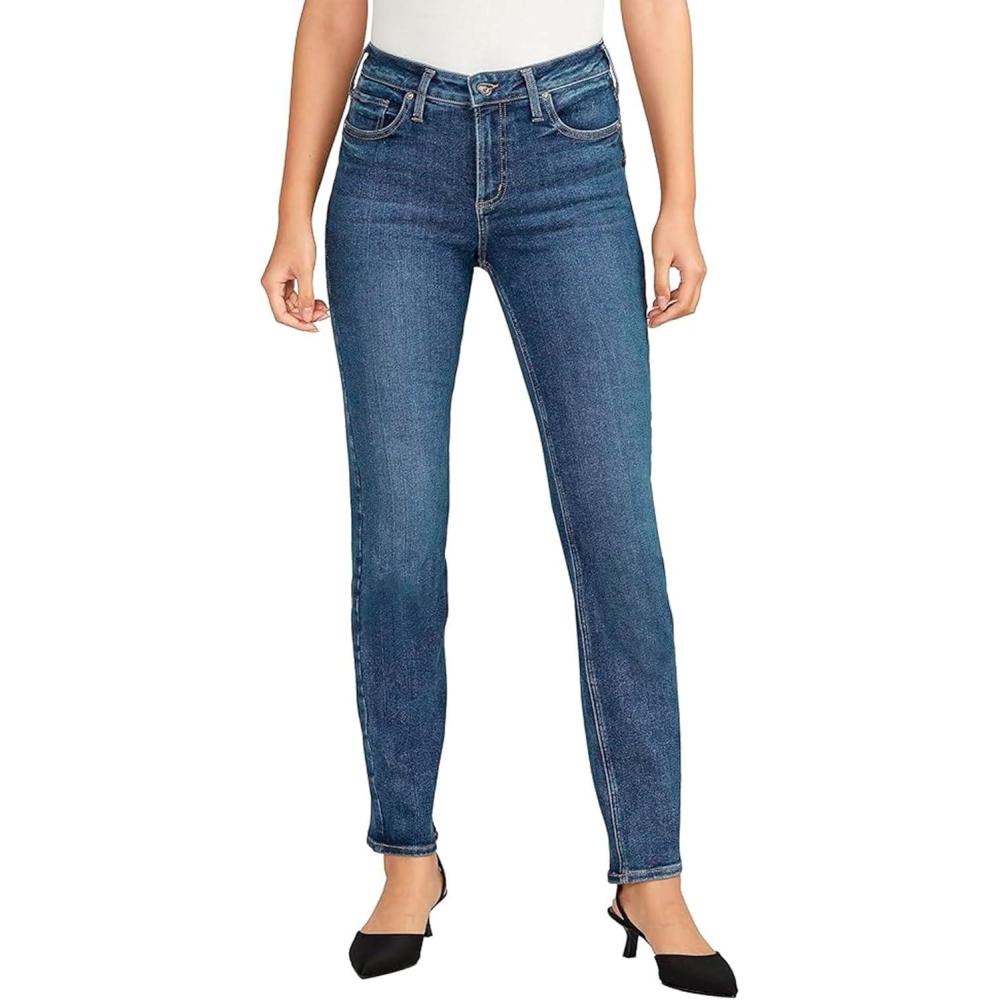 image:imageSilver Jeans Co Womens Infinite Fit Mid Rise Straight Leg JeansMed Wash Inf345