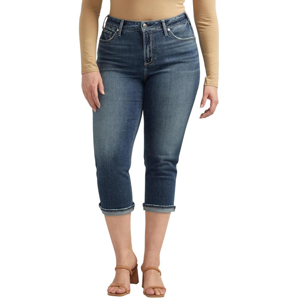 image:imageSilver Jeans Co Womens Plus Size Avery High Rise Curvy Fit Capri JeansMed Wash Cvs312