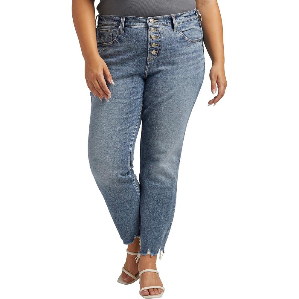 image:imageSilver Jeans Co Womens Plus Size Beau Mid Rise Slim Leg JeansMed Wash Soc234