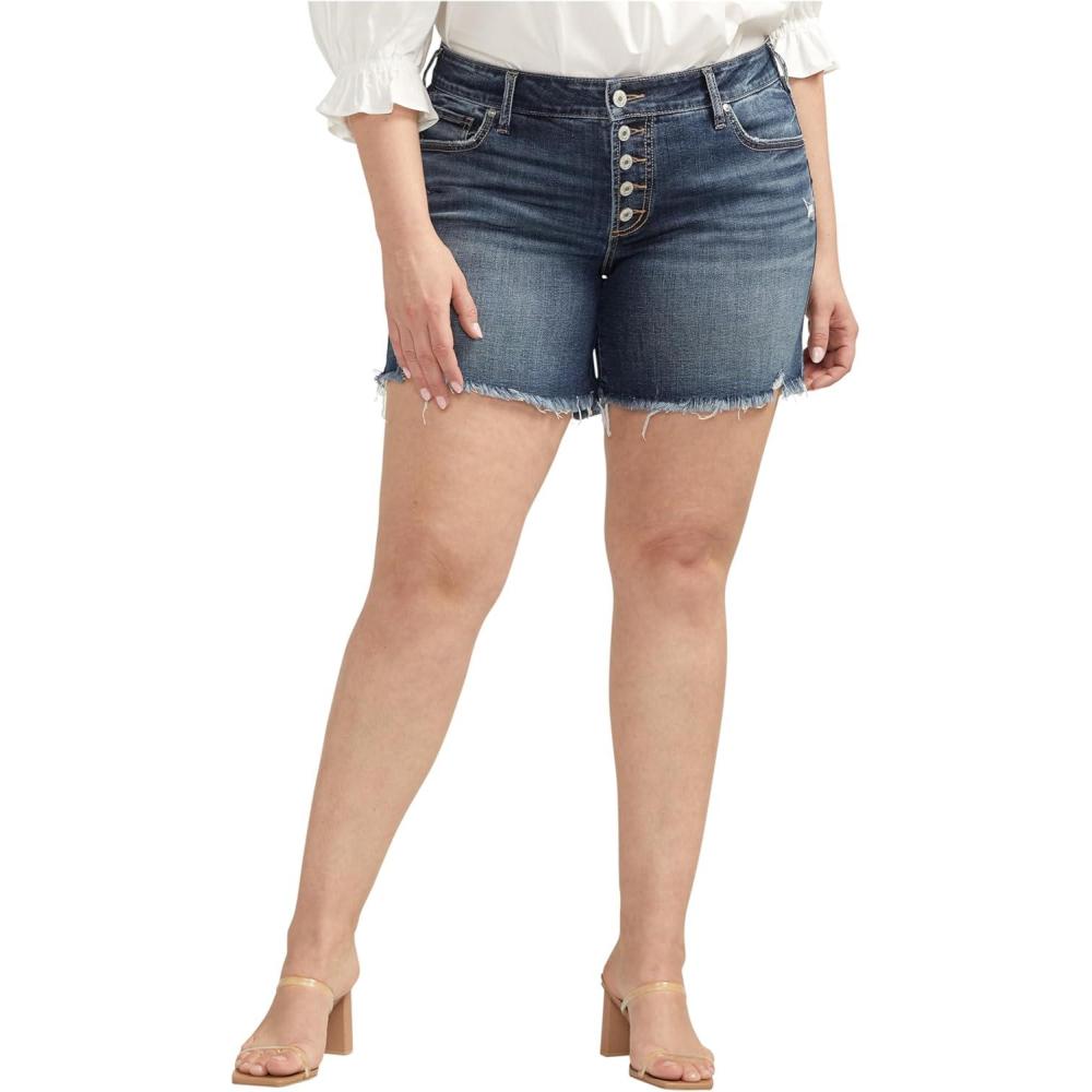 image:imageSilver Jeans Co Womens Plus Size Boyfriend Mid Rise ShortMed Wash Cvs313