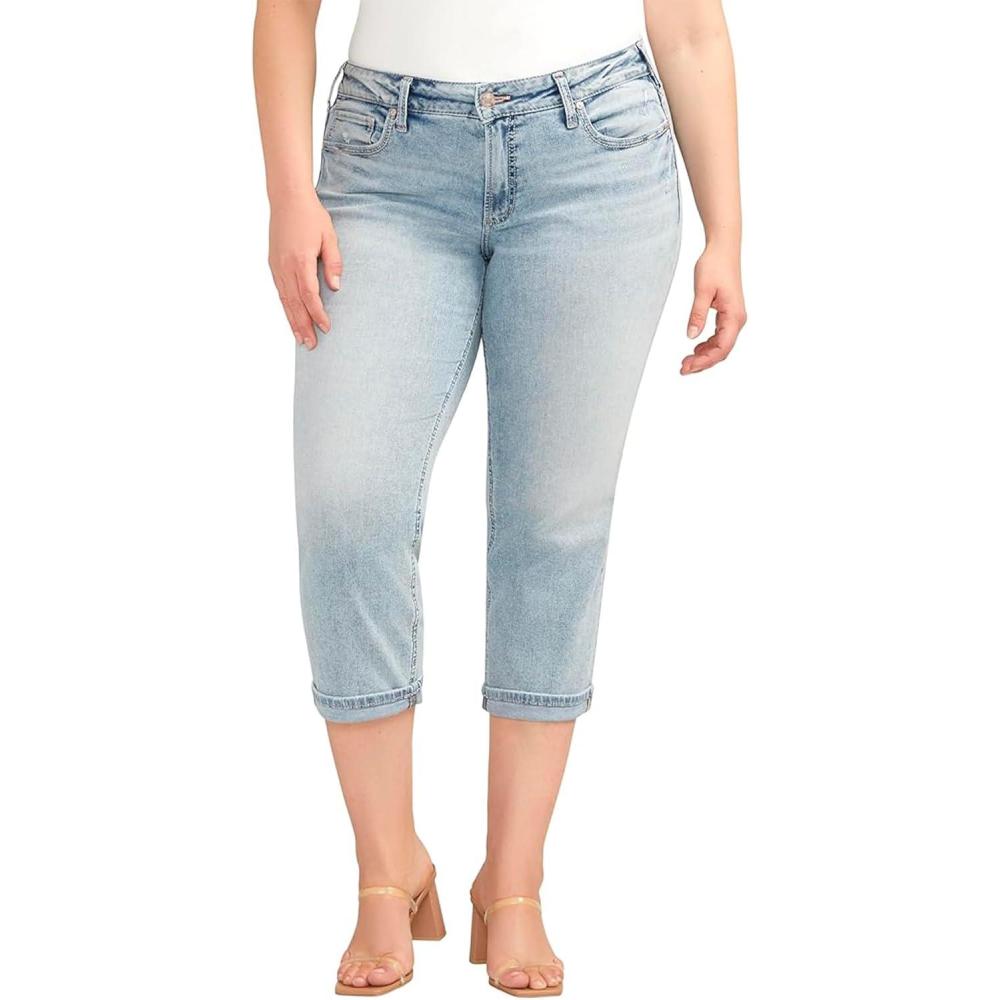 image:imageSilver Jeans Co Womens Plus Size Britt Low Rise Curvy Fit Capri Jeans LegacyMed Wash Cvs245