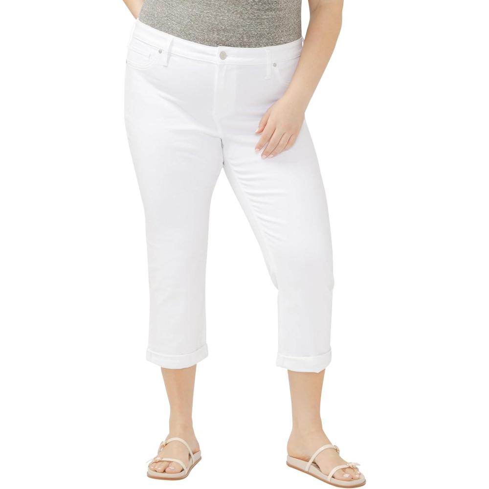 image:imageSilver Jeans Co Womens Plus Size Elyse Mid Rise Capri Jeans LegacyJeansLuxe Stretch White
