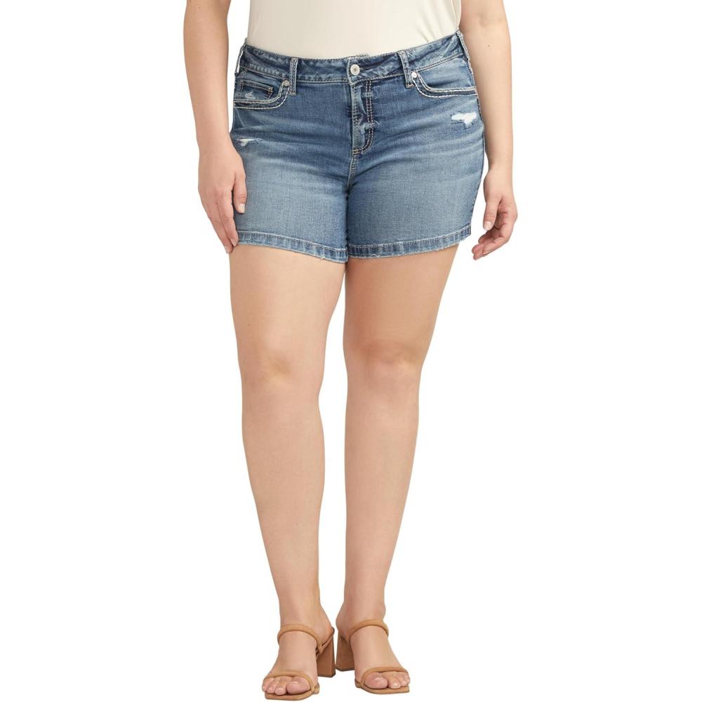 image:imageSilver Jeans Co Womens Plus Size Elyse Mid Rise Comfort Fit ShortDenim ShortsMed Wash Cvs305