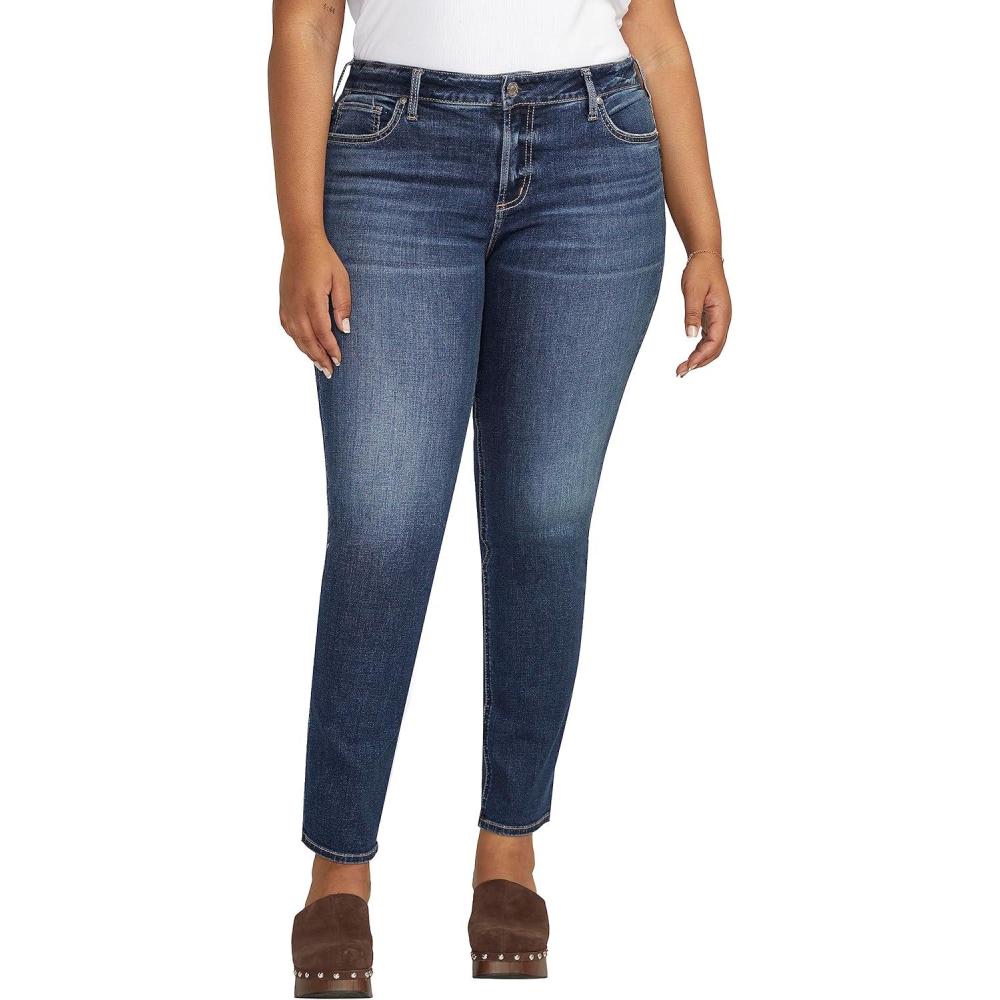 image:imageSilver Jeans Co Womens Plus Size Elyse Mid Rise Comfort Fit Straight Leg JeansMed Wash Ecf335
