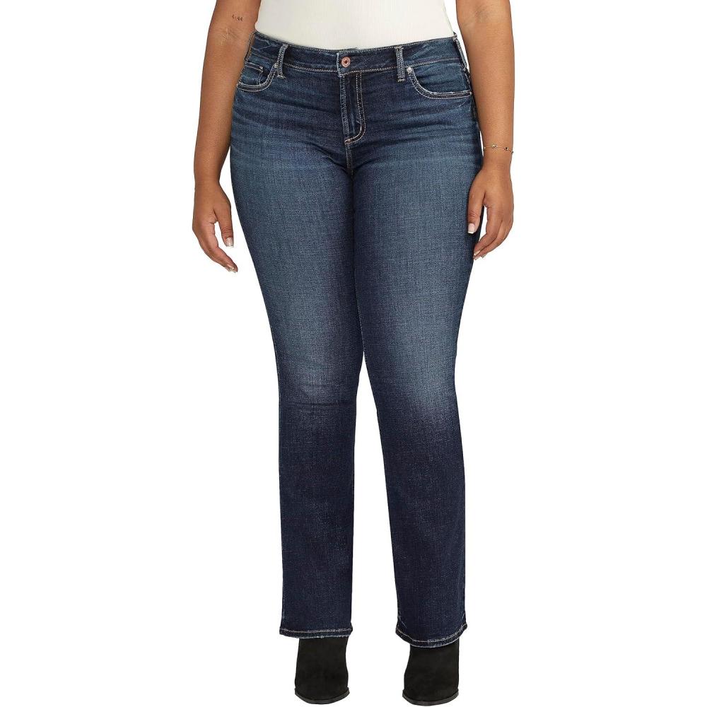 image:imageSilver Jeans Co Womens Plus Size Elyse Mid Rise Slim Bootcut JeansDark Wash Ecf486