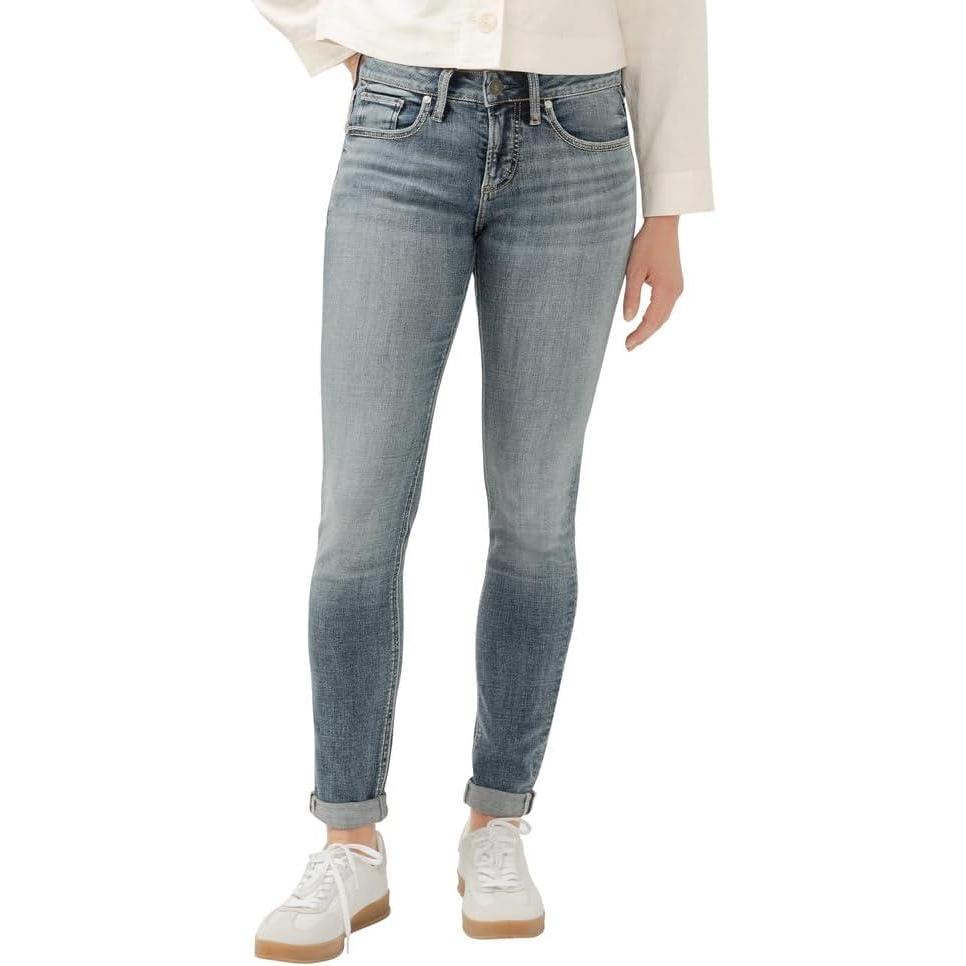 image:imageSilver Jeans Co Womens Plus Size Girlfriend Mid Rise Skinny JeansLight Wash