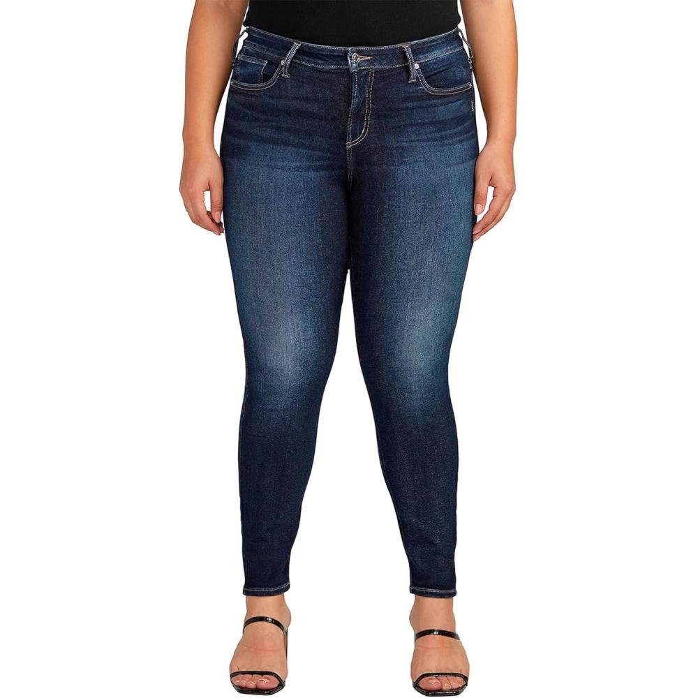 image:imageSilver Jeans Co Womens Plus Size Infinite Fit Mid Rise Skinny Leg JeansDark Wash Inf487