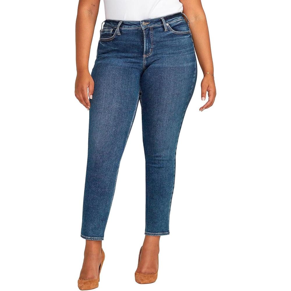 image:imageSilver Jeans Co Womens Plus Size Infinite Fit Mid Rise Straight Leg JeansMed Wash Inf345