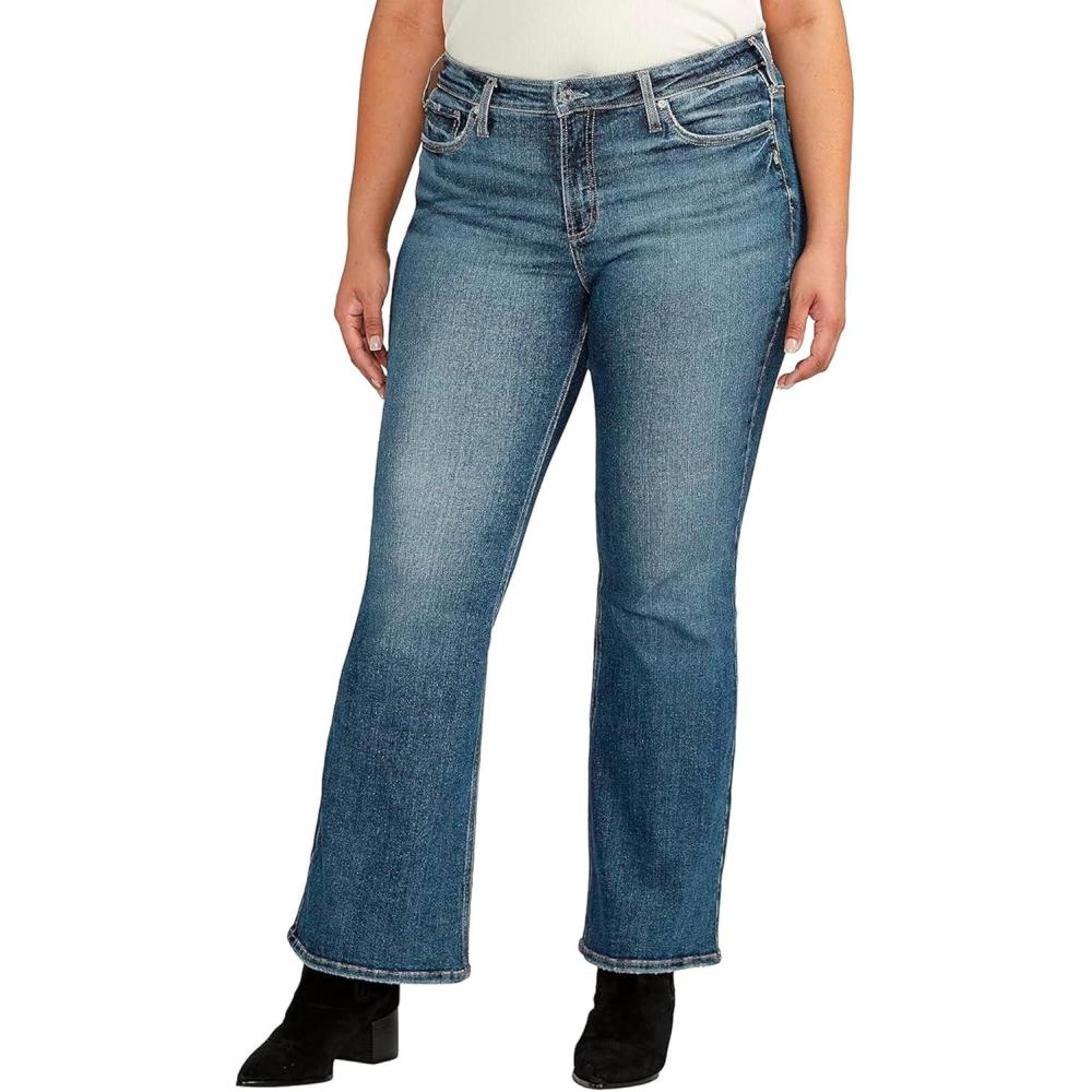 image:imageSilver Jeans Co Womens Plus Size Most Wanted Mid Rise Flare Jeans LegacyMed Wash Eae369