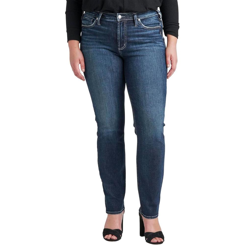 image:imageSilver Jeans Co Womens Plus Size Most Wanted Mid Rise Straight Leg JeansDark Wash Egx413