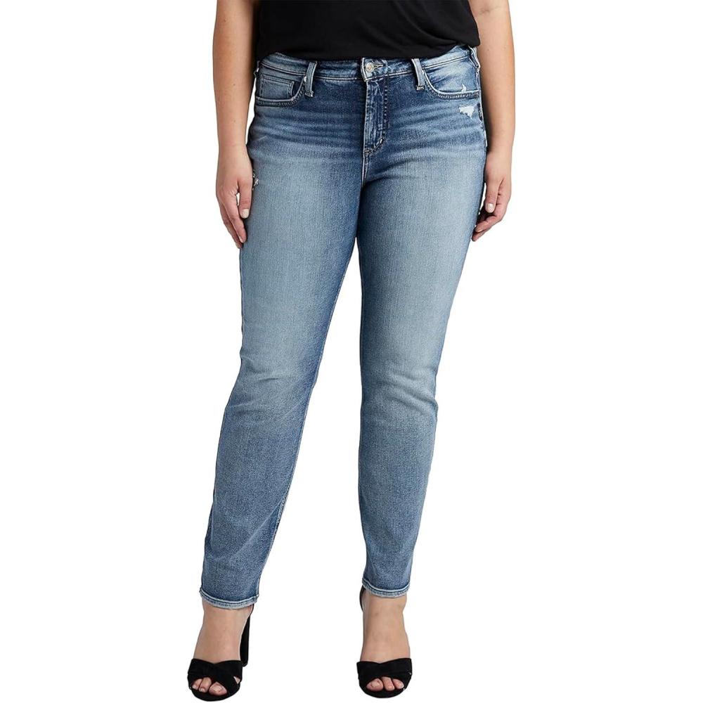 image:imageSilver Jeans Co Womens Plus Size Most Wanted Mid Rise Straight Leg JeansMed Wash Epx245