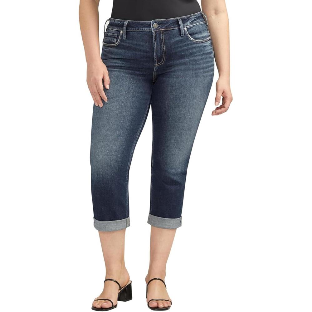 image:imageSilver Jeans Co Womens Plus Size Suki Mid Rise Curvy Fit Capri JeansCapri Indigo