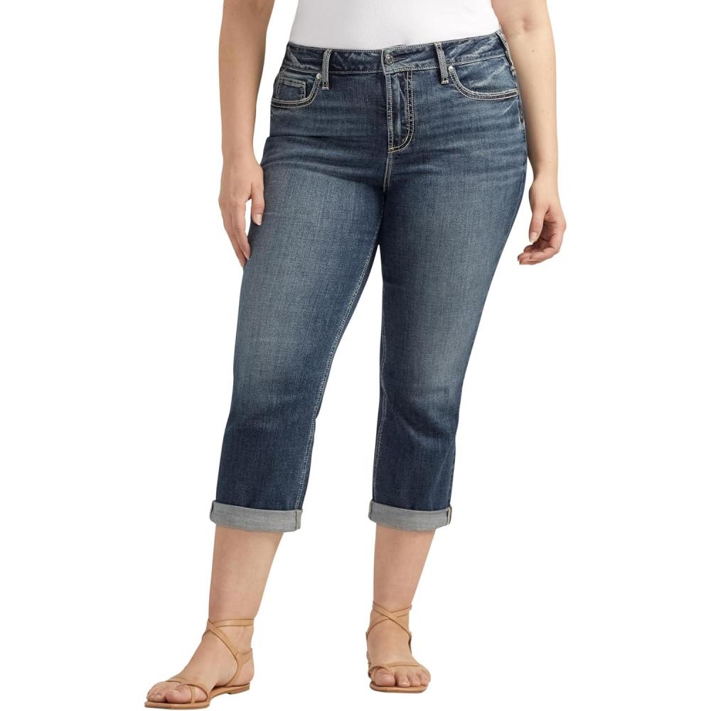 image:imageSilver Jeans Co Womens Plus Size Suki Mid Rise Curvy Fit Capri JeansIndigo