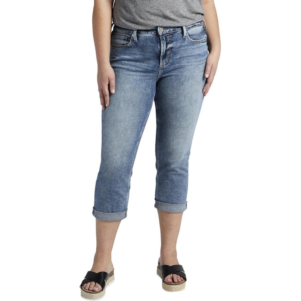 image:imageSilver Jeans Co Womens Plus Size Suki Mid Rise Curvy Fit Capri JeansMed Wash Epx224