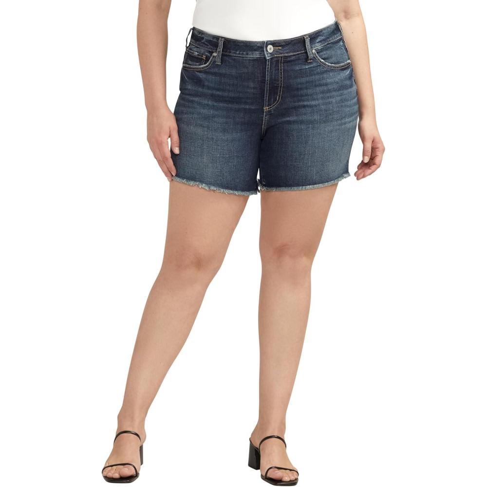 image:imageSilver Jeans Co Womens Plus Size Suki Mid Rise Curvy Fit ShortDark Wash Cvs403