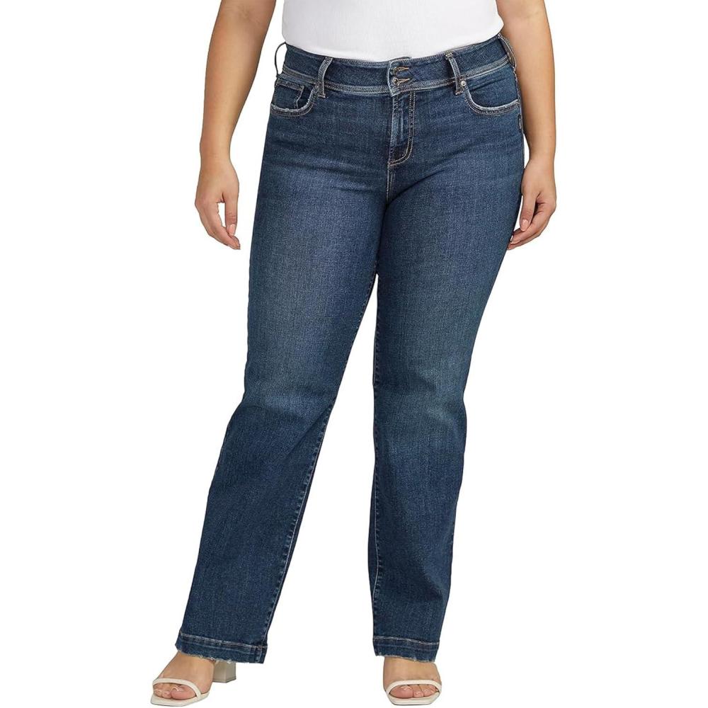 image:imageSilver Jeans Co Womens Plus Size Suki Mid Rise Curvy Fit Trouser Leg Jeans LegacyMed Wash Eae337