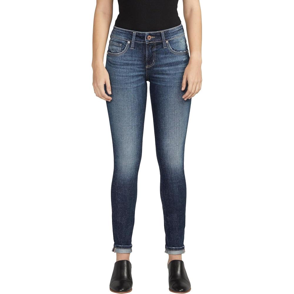 image:imageSilver Jeans Co Womens Standard and Plus Size Girlfriend Mid Rise Skinny JeansDark Wash Eae480