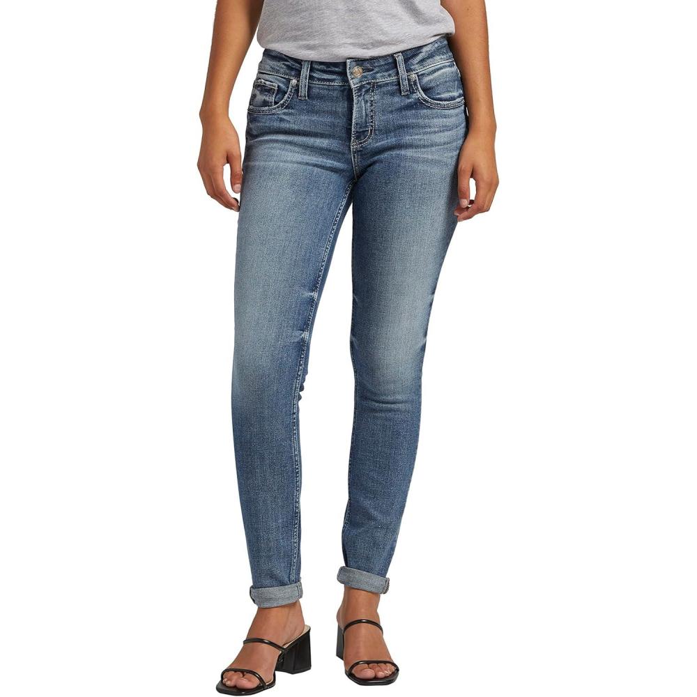image:imageSilver Jeans Co Womens Standard and Plus Size Girlfriend Mid Rise Skinny JeansMed Wash Eae240