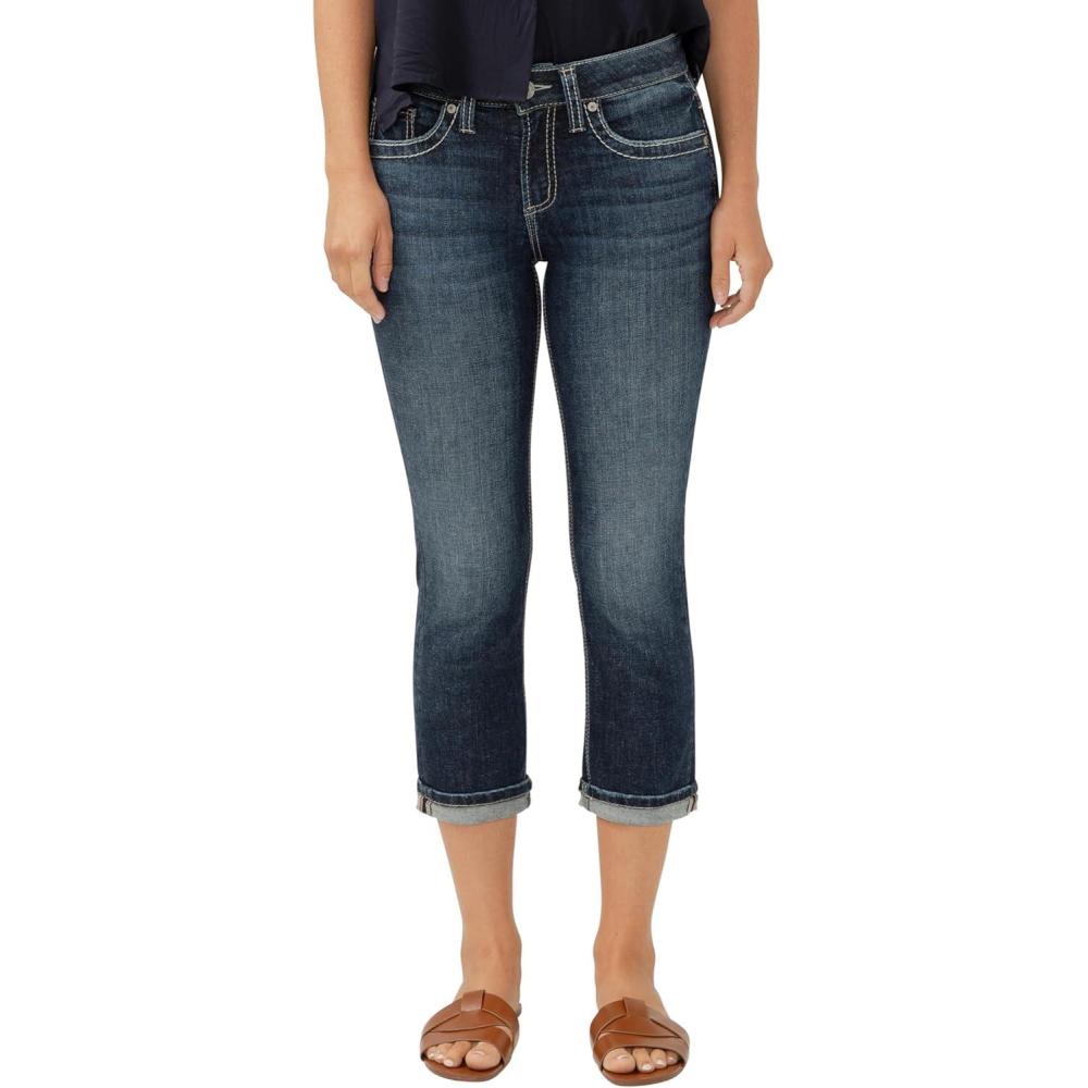 image:imageSilver Jeans Co Womens Suki Curvy Fit Mid Rise Capri JeanDark Wash