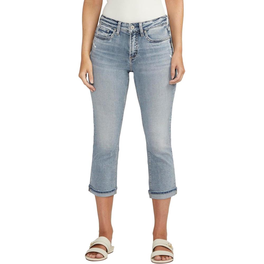 image:imageSilver Jeans Co Womens Suki Curvy Fit Mid Rise Capri JeanMed Wash Cvs268
