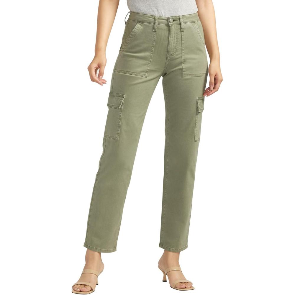 image:imageSilver Jeans Co Womens Suki Mid Rise Curvy Fit Cargo PantsLight Olive
