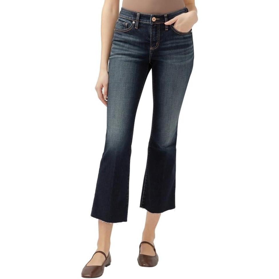 image:imageSilver Jeans Co Womens Suki Mid Rise Curvy Fit Flare Leg JeansLuxe Stretch Dark Indigo