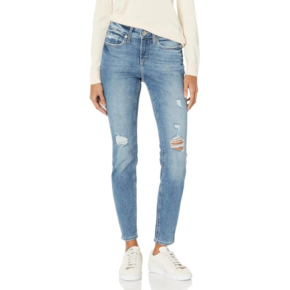 image:imageSilver Jeans Co Womens Suki Mid Rise Curvy Fit Skinny JeansMed Wash Eae208