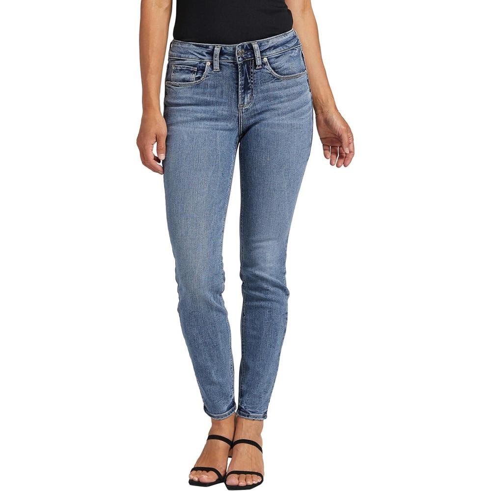 image:imageSilver Jeans Co Womens Suki Mid Rise Curvy Fit Skinny JeansMed Wash Edb205