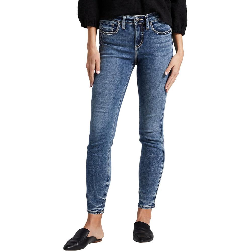 image:imageSilver Jeans Co Womens Suki Mid Rise Curvy Fit Skinny JeansMed Wash Met
