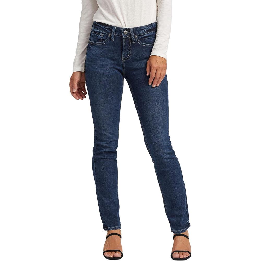 image:imageSilver Jeans Co Womens Suki Mid Rise Curvy Fit Straight Leg JeansDark Wash Coo453