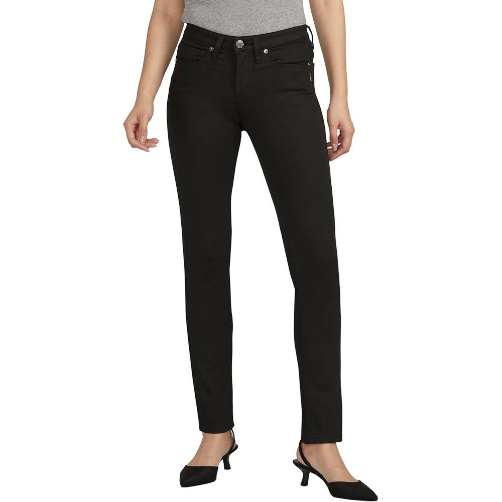 image:imageSilver Jeans Co Womens Suki Mid Rise Curvy Fit Straight Leg JeansDark Wash Frb548