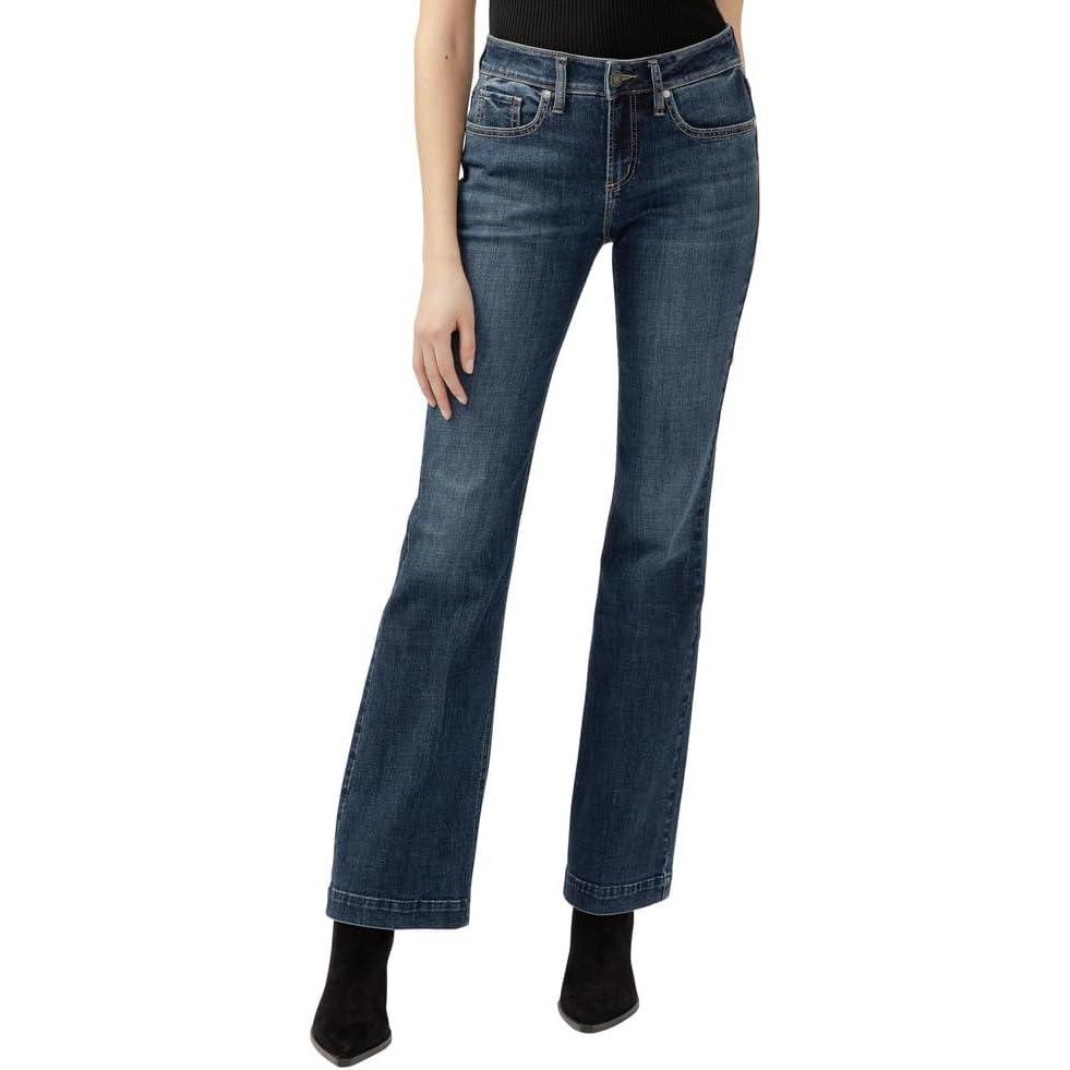 image:imageSilver Jeans Co Womens Suki Mid Rise Curvy Fit Straight Leg JeansLuxe Stretch Dark Indigo