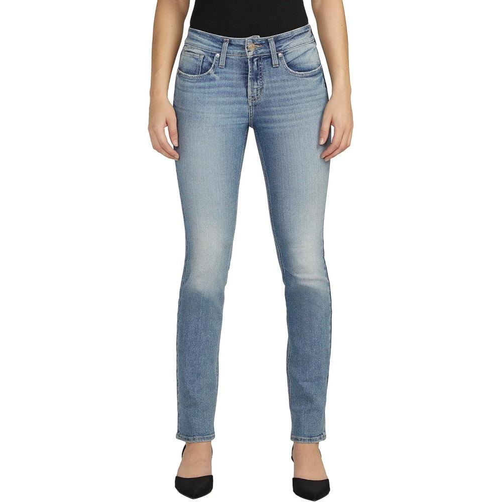 image:imageSilver Jeans Co Womens Suki Mid Rise Curvy Fit Straight Leg JeansMed Wash Eae283
