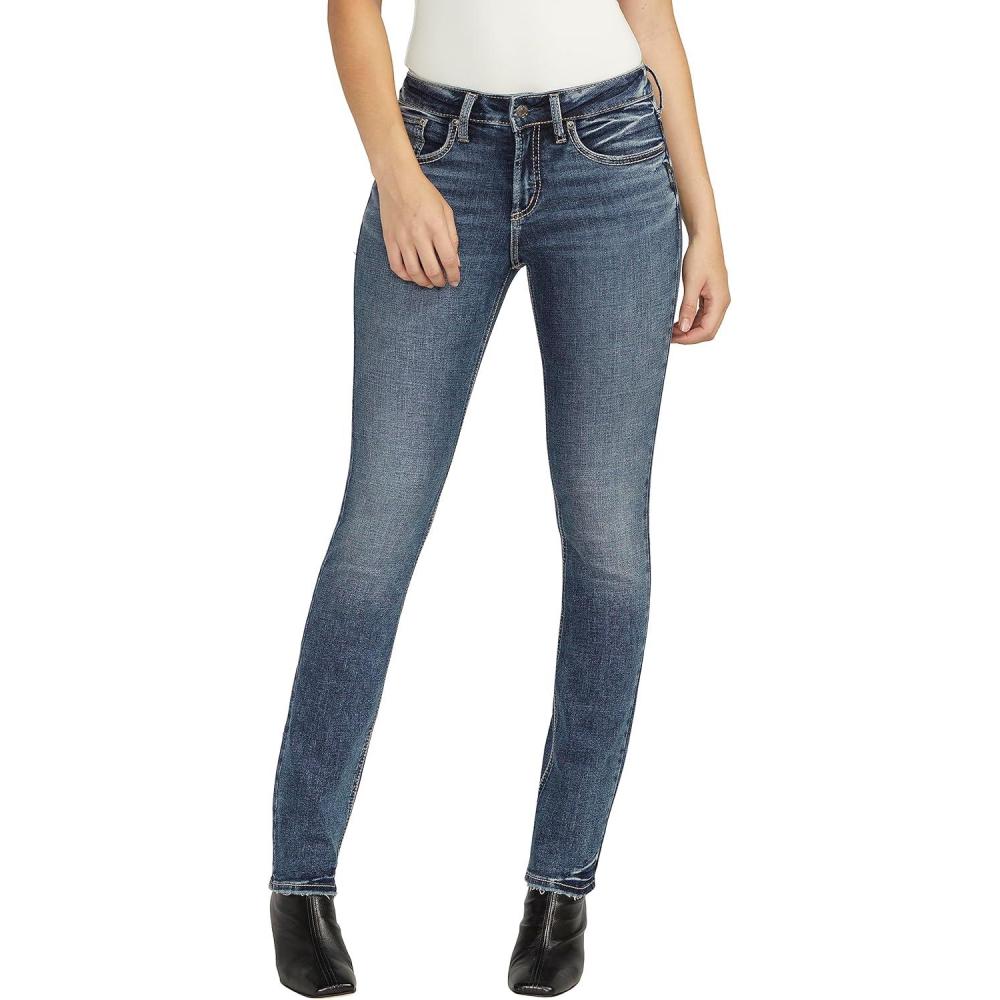 image:imageSilver Jeans Co Womens Suki Mid Rise Curvy Fit Straight Leg JeansMed Wash Ecf385
