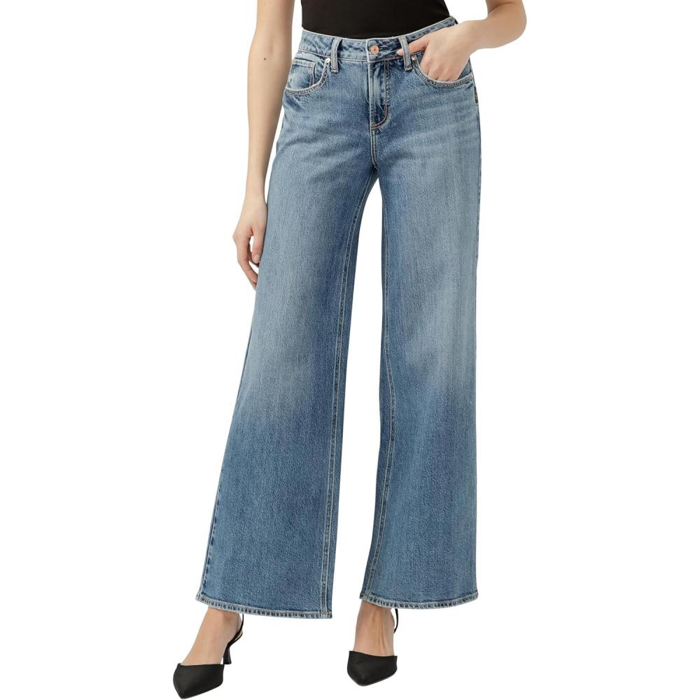 image:imageSilver Jeans Co Womens Suki Mid Rise Curvy Fit Wide Leg JeansMed Wash