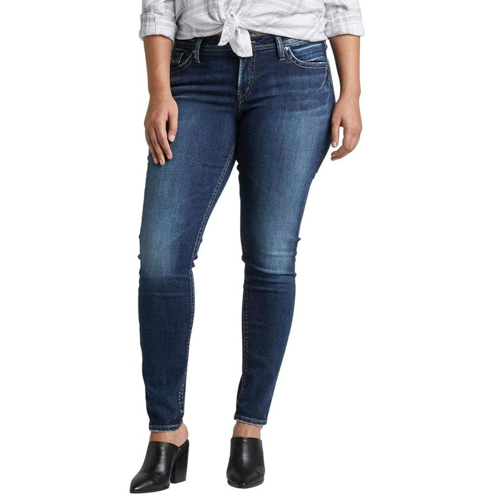 image:imageSilver Jeans Co Womens Suki Mid Rise Skinny Leg Luxe Stretch JeansDark Sandblast Wash