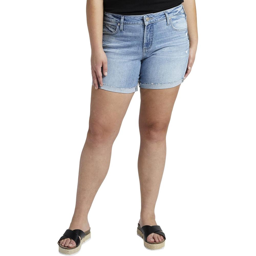 image:imageSilver Jeans Womens Plus Size Sam Boyfriendfit MidRise Light Wash ShortLight Wash Eaf172