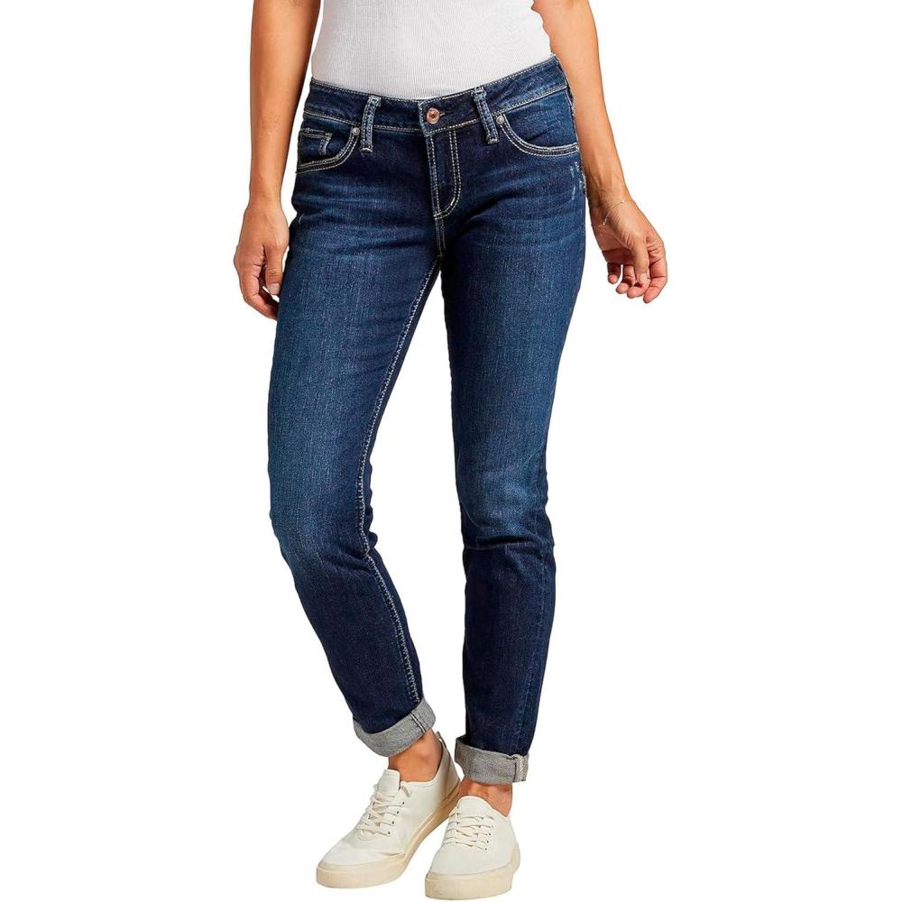 image:imageSilver JeansWomens Sam Relaxed Boyfriend Fit JeanDeep Dark Indigo Wash