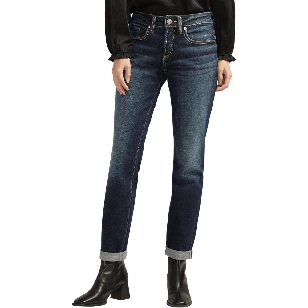 image:imageSilver JeansWomens Sam Relaxed Boyfriend Fit JeanLuxe Stretch Dark Indigo