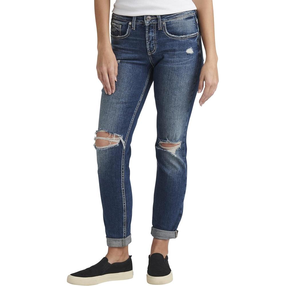 image:imageSilver JeansWomens Sam Relaxed Boyfriend Fit JeanMed Wash Ekc361