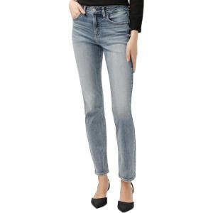 Silver Jeans CO Women’s Avery High Rise Curvy Fit Straight Leg Jeans(Light Wash)